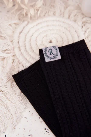 Kokvilnas svītrainas sieviešu melnās zeķes