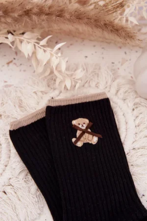 Kokvilnas zeķes ar melnu lāci