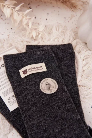 Siltas vilnas sieviešu zeķes ar uzliku tumši pelēkā krāsā