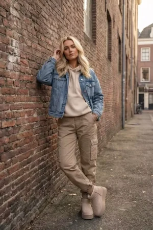 Sieviešu sniega zābaki no dabiskas zamšādas, krāsā smilškrāsā Mairene