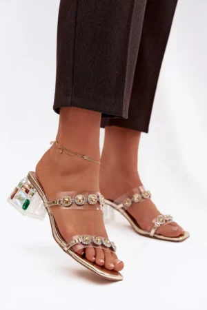 Sieviešu čības ar kristāliem D&A; MR1037-02 Zelta