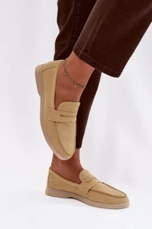 Sieviešu mokasīni no ekoloģiskā zamšāda, dzeltenā krāsā Renelia