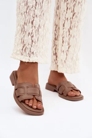 Sieviešu plakanās sandales tumši smilškrāsas Lorania