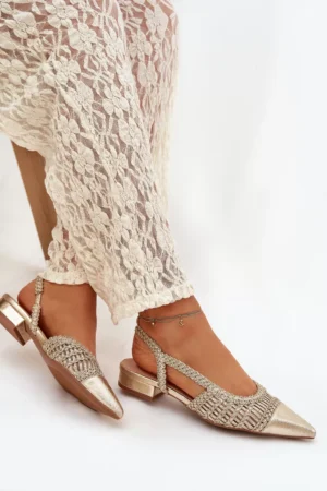 Sieviešu sandales ar pītiem zelta blokiem Nivorra