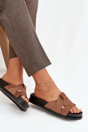 Sieviešu ekoloģiskās zamšādas čības ar siksnām, brūnas Marivessa