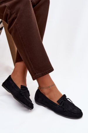 Sieviešu mokasīni ar bārkstīm, melni Janelisse