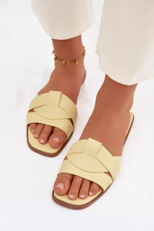 Sieviešu plakanas dzeltenas siksnas sandales Marissae