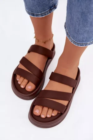 Materiāls Sieviešu platforma sandales ar siksnām Šokolāde Liorine