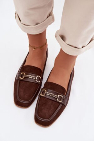 Sieviešu mokasīni ar dekoratīvu apdari, brūni, Palerina