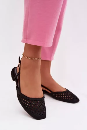 Elpojošas ekoloģiskās zamšādas melnās balerīnas Farivelle