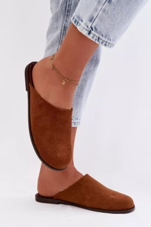 Sieviešu plakanās ekoloģiskās zamšādas kamieļu krāsas čības Veronelle