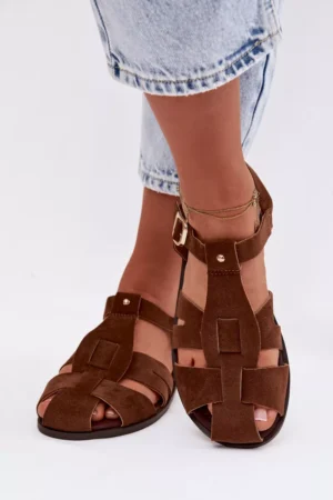 Sieviešu plakanas brūnas romiešu sandales Belanessa