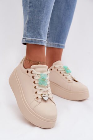 Sieviešu platforma sporta kurpes ar tapām Bear Heart Beige Selorissa
