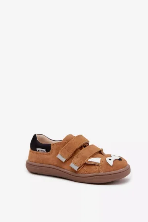 Ādas bērnu baso kāju apavi ar lapsa motīvu Bartek 8600563 Gaiši brūni