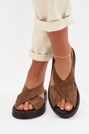 Sieviešu sandales Zazoo 3196 no dabiskas zamšādas, gaiši brūnas krāsas