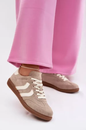 Sieviešu ekoloģiskās zamšādas sporta kurpes tumši smilškrāsas Jesavella