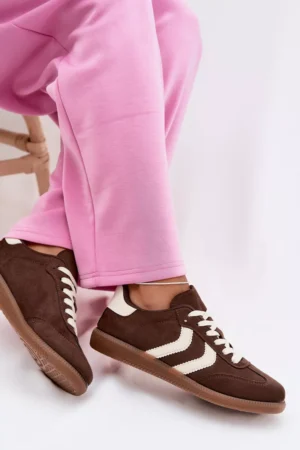 Sieviešu sporta kurpes no ekoloģiskā zamšāda, šokolādes krāsā Jesavella