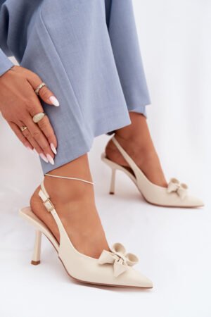Sieviešu augstpapēžu sandales ar lenti, smilškrāsas Jonera