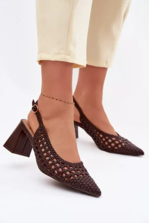 Sieviešu brūnas Kedira sandales ar masīvu papēdi