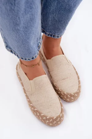 Sieviešu platformas espadrilles ar austām detaļām Lee Cooper LCW-26-31-4332 bēšas