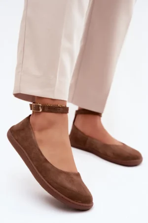 Zazoo 020 Barefoot balerīnas no dabīgās zamšādas brūnā krāsā
