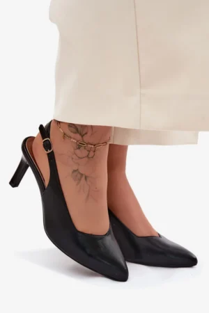Sieviešu elegantas sandales ar papēdi Sergio Leone SK158 melnā krāsā
