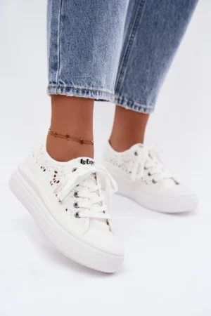 Sieviešu ažūra platformas kedas Lee Cooper LCW-26-44-4485 Baltas