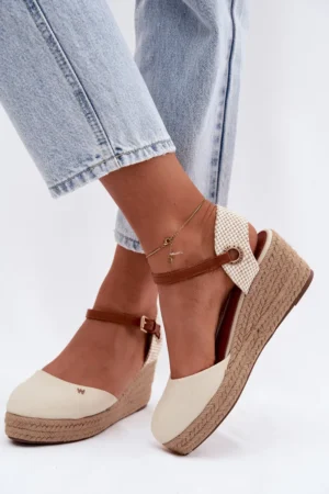 Sieviešu espadrilju sandales uz platformas Wrangler 20261087-99Q smilškrāsas