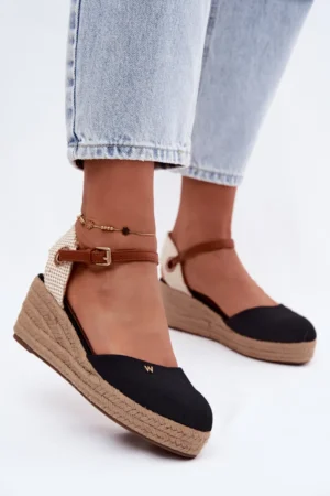 Sieviešu espadrilju sandales uz platformas Wrangler 20261087-25Y melnas