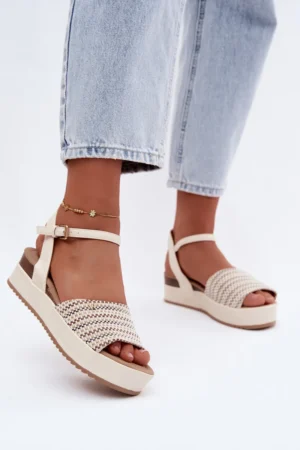 Sieviešu platformas sandales Wrangler 20261076.99Q gaiši bēšas