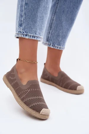 Sieviešu austas espadrilles no auduma haki krāsā Candessa