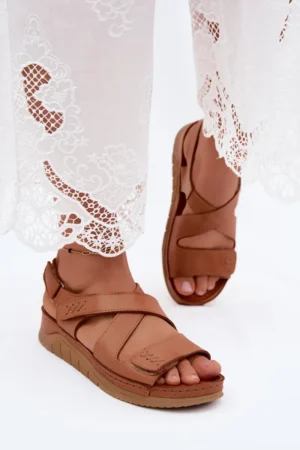 Ādas sieviešu platformas sandales Maciejka L4496-29 Camel