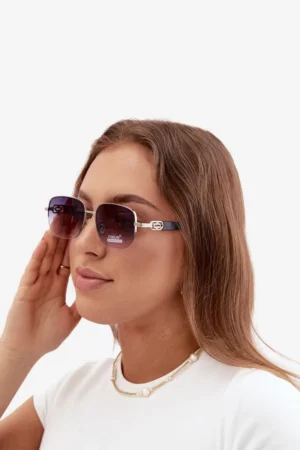 Saulesbrilles ar plānu rāmi UV filtrs sudraba-melnas
