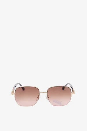 Saulesbrilles ar plānu ietvaru un UV filtru, rozā