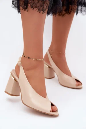 Elegantas sieviešu sandales ar papēdi Zazoo 1085 bēšas