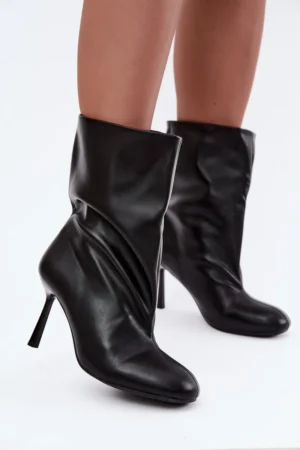 Sieviešu melni slip-on puszābaki ar papēdi Jalisa