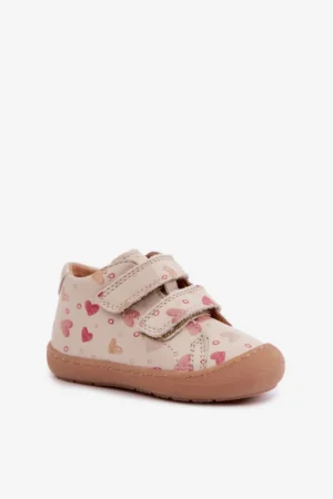 Bērnu ādas barefoot mokasīni ar sirsniņām Froddo G2130328-64, bēši