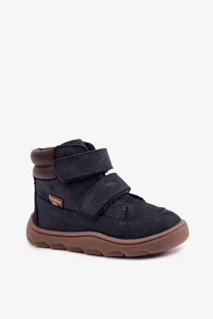 Bērnu ādas barefoot zābaki FRODDO G2110150 tumši zilā krāsā