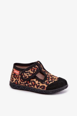 Bērnu Milami čības ar līplenti, leoparda raksts, dzeltenas un melnas, Jasimrra