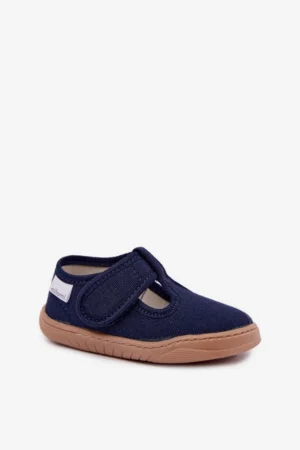 Bērnu barefoot mājas čības ar Velcro aizdari, Milami, tumši zilas