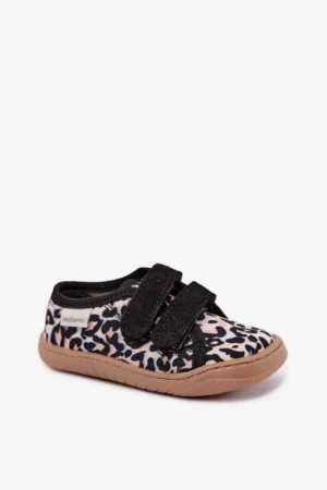 Bērnu platas formas čības ar leoparda rakstu Milami Beige Saphira