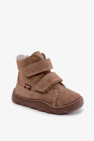 Bērnu zamšādas sniega zābaki barefoot Froddo G2110151-8, bēši