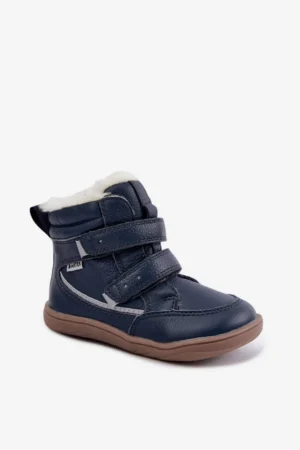 Bērnu ādas ziemas zābaki Bartek 8401456, tumši zili, barefoot tipa