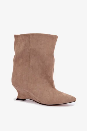 Beige slip-on puszābaki ar ķīļveida papēdi Coralise